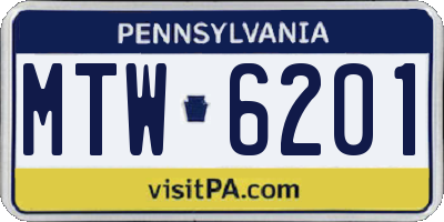PA license plate MTW6201
