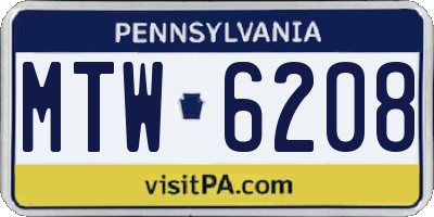 PA license plate MTW6208