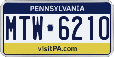 PA license plate MTW6210