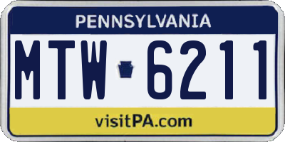 PA license plate MTW6211