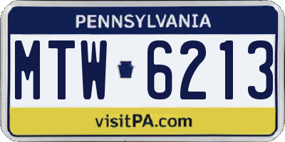 PA license plate MTW6213