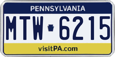 PA license plate MTW6215