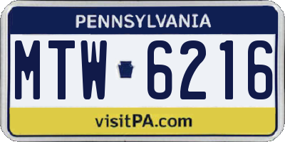 PA license plate MTW6216