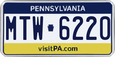 PA license plate MTW6220