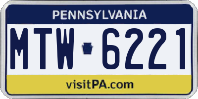 PA license plate MTW6221