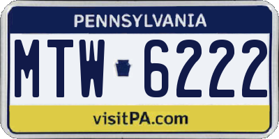 PA license plate MTW6222