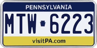 PA license plate MTW6223
