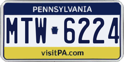 PA license plate MTW6224