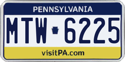 PA license plate MTW6225