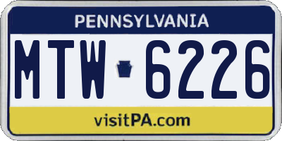 PA license plate MTW6226