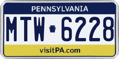 PA license plate MTW6228
