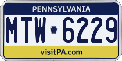 PA license plate MTW6229