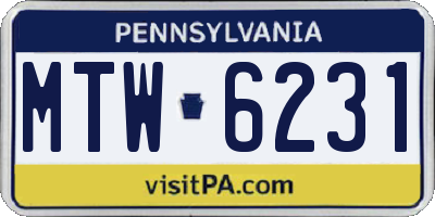 PA license plate MTW6231