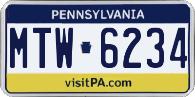 PA license plate MTW6234
