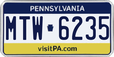 PA license plate MTW6235