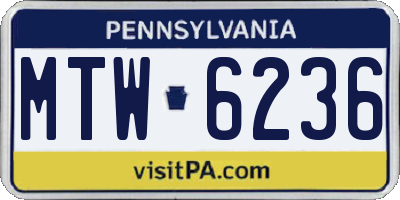 PA license plate MTW6236