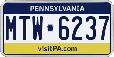 PA license plate MTW6237