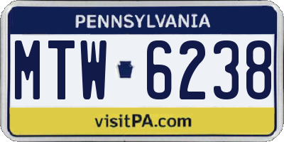 PA license plate MTW6238