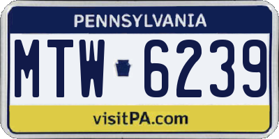 PA license plate MTW6239