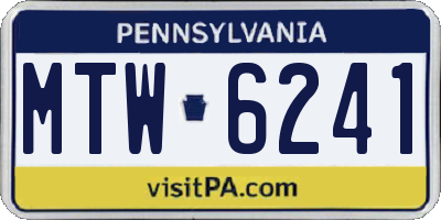 PA license plate MTW6241