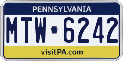 PA license plate MTW6242