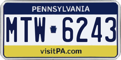 PA license plate MTW6243