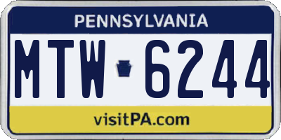 PA license plate MTW6244