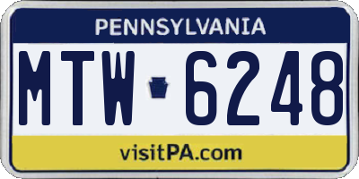 PA license plate MTW6248