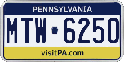 PA license plate MTW6250