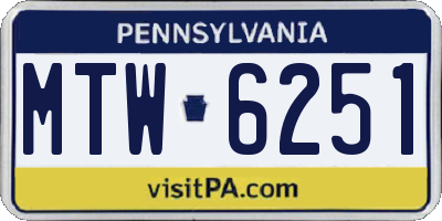 PA license plate MTW6251