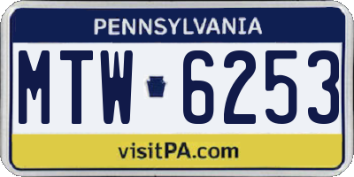 PA license plate MTW6253