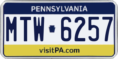 PA license plate MTW6257