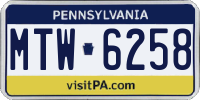 PA license plate MTW6258