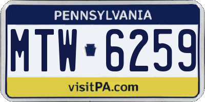 PA license plate MTW6259