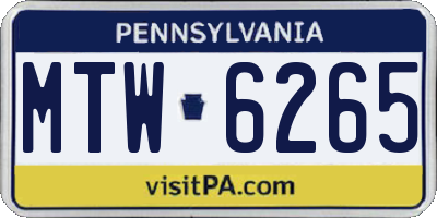 PA license plate MTW6265