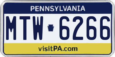 PA license plate MTW6266
