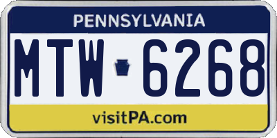 PA license plate MTW6268