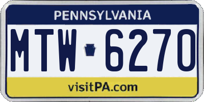 PA license plate MTW6270