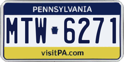 PA license plate MTW6271