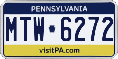 PA license plate MTW6272
