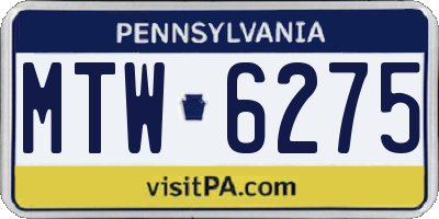 PA license plate MTW6275