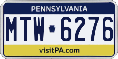 PA license plate MTW6276