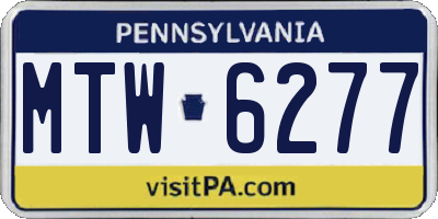 PA license plate MTW6277