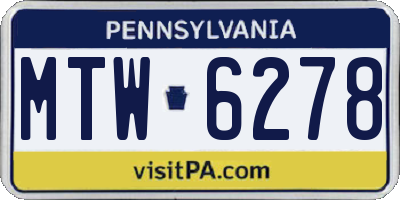 PA license plate MTW6278