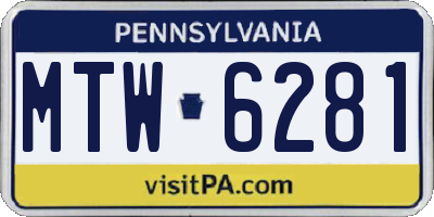 PA license plate MTW6281