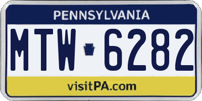 PA license plate MTW6282