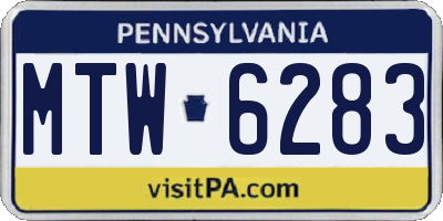 PA license plate MTW6283