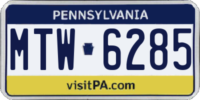 PA license plate MTW6285