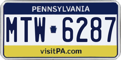 PA license plate MTW6287