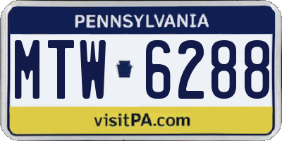 PA license plate MTW6288